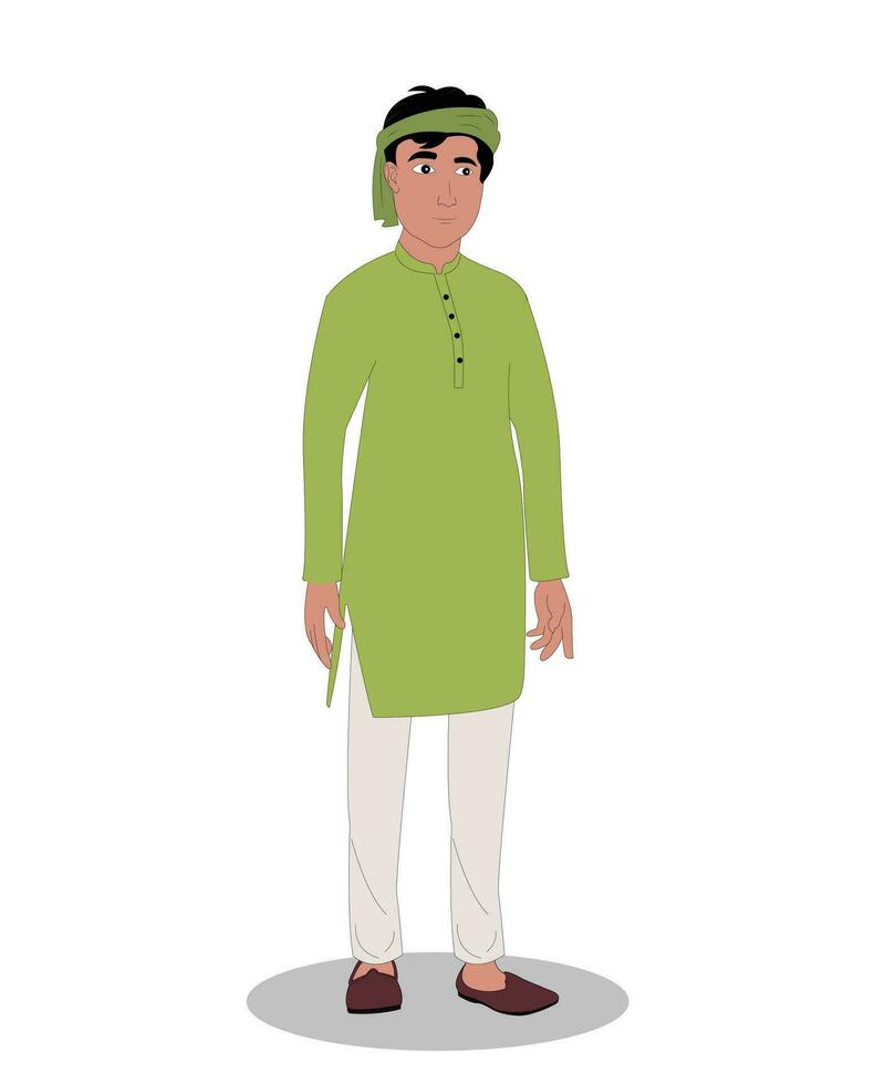Indian boy three quarter view cartoon character for cartoon animation stories Free Vector