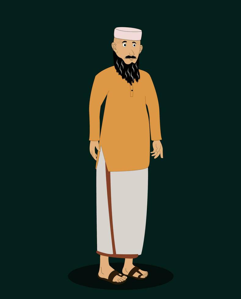 Muslim men three quarter view cartoon character for animation vector