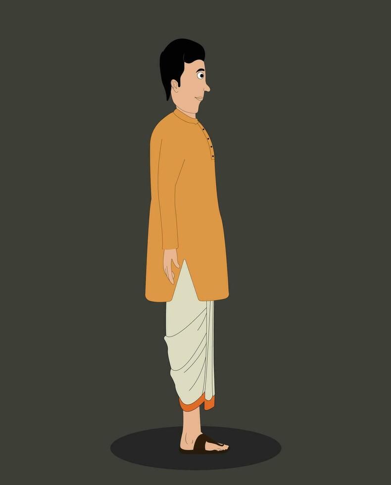 Indian men side view cartoon character for cartoon animation stories Free Vector