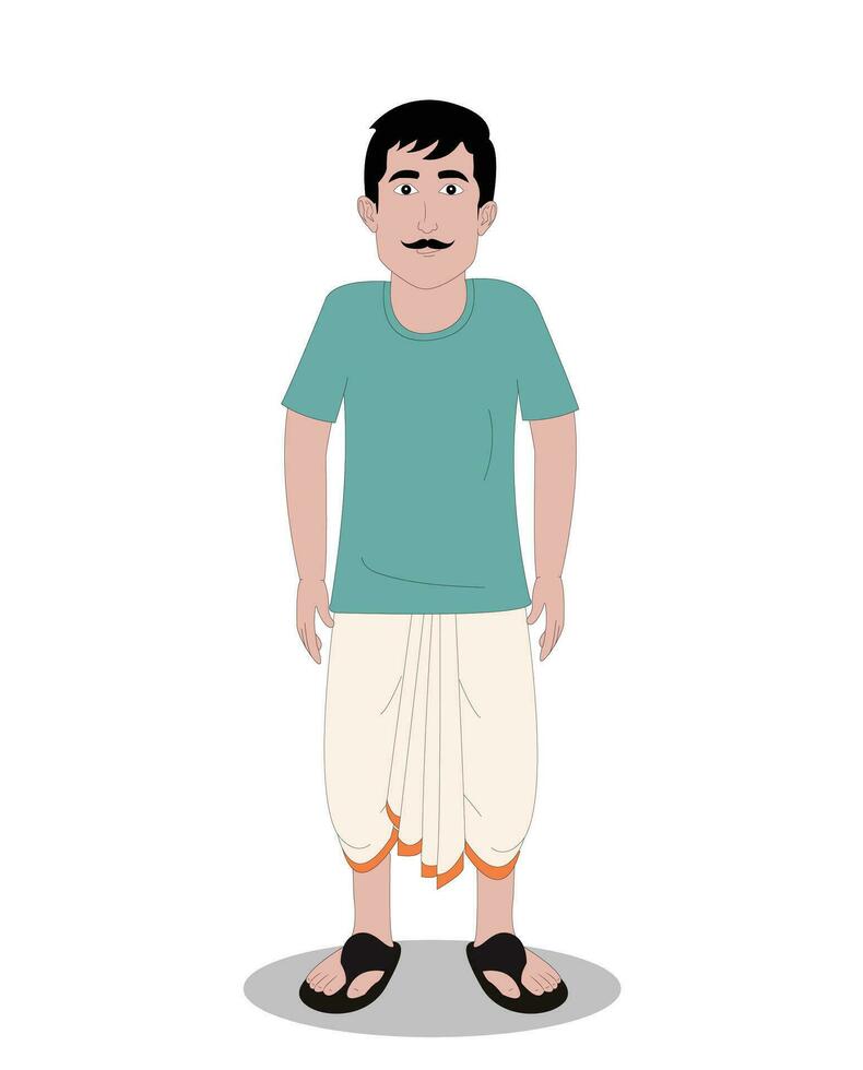 Indian men front view cartoon character for cartoon animation stories Free Vector