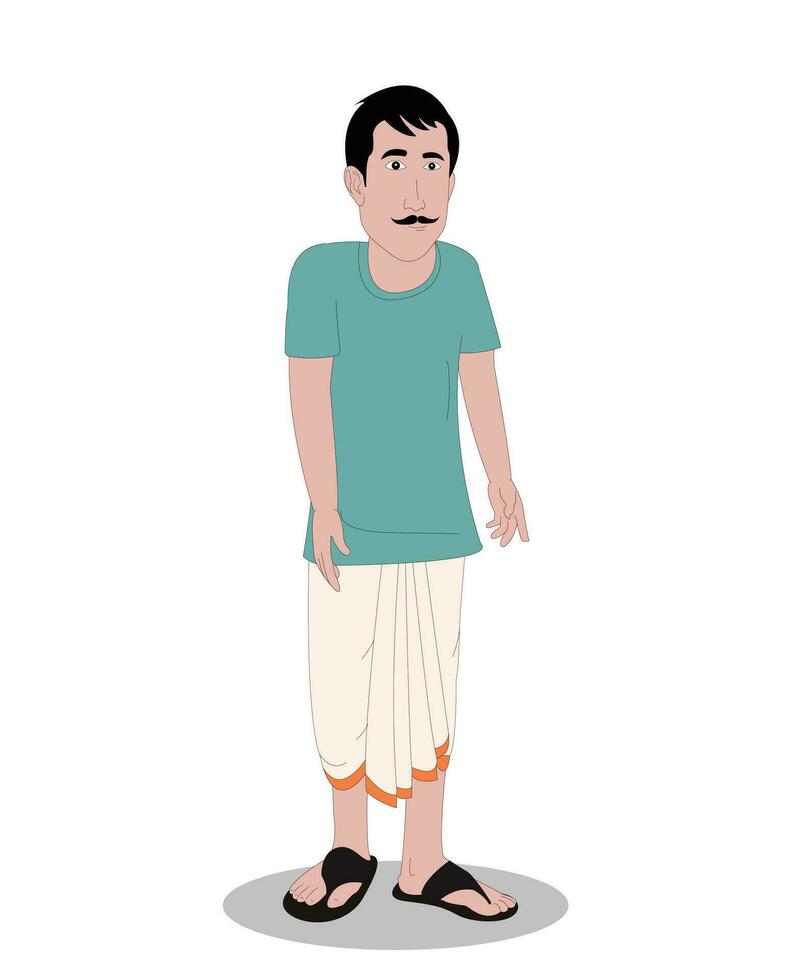 Indian men three quarter view cartoon character for cartoon animation stories Free Vector