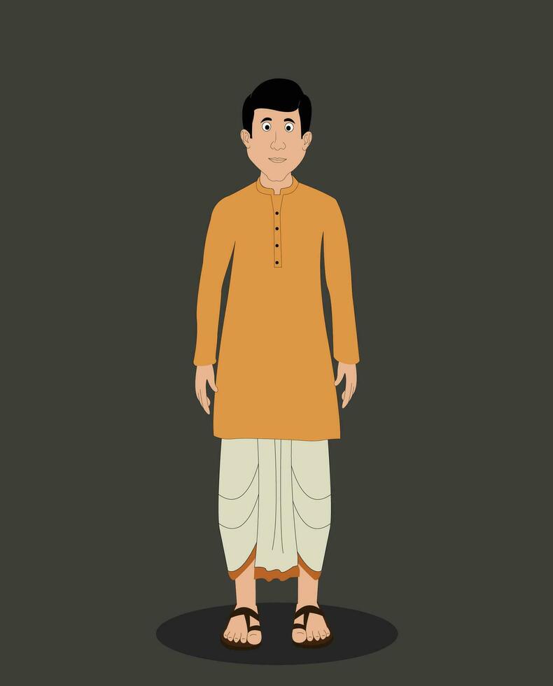 Indian men front view cartoon character for cartoon animation stories Free Vector