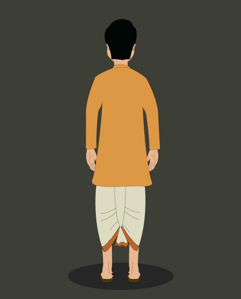 Indian men back view cartoon character for cartoon animation stories Free Vector