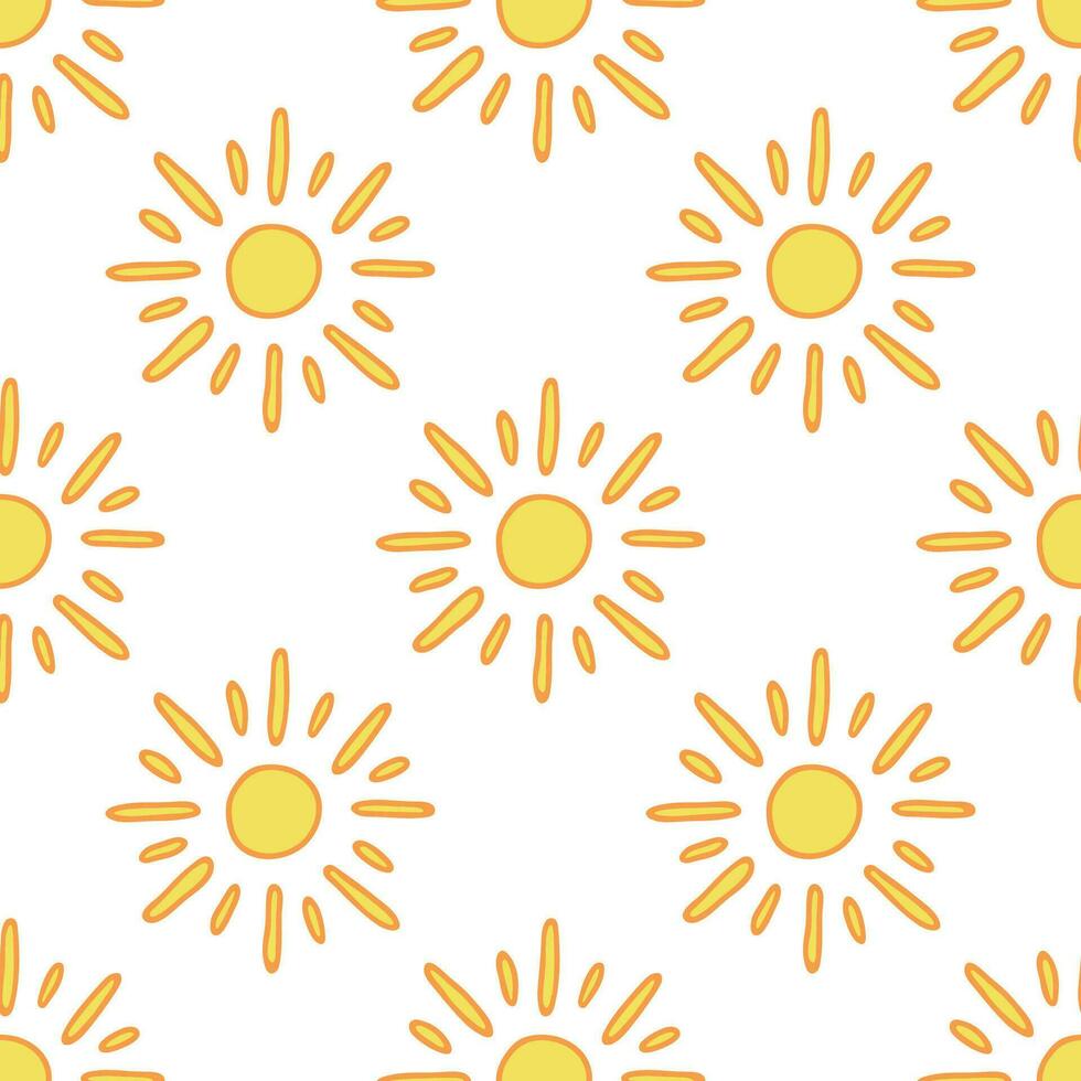 Seamless pattern with sun doodle for decorative print, wrapping paper, greeting cards, wallpaper and fabric vector