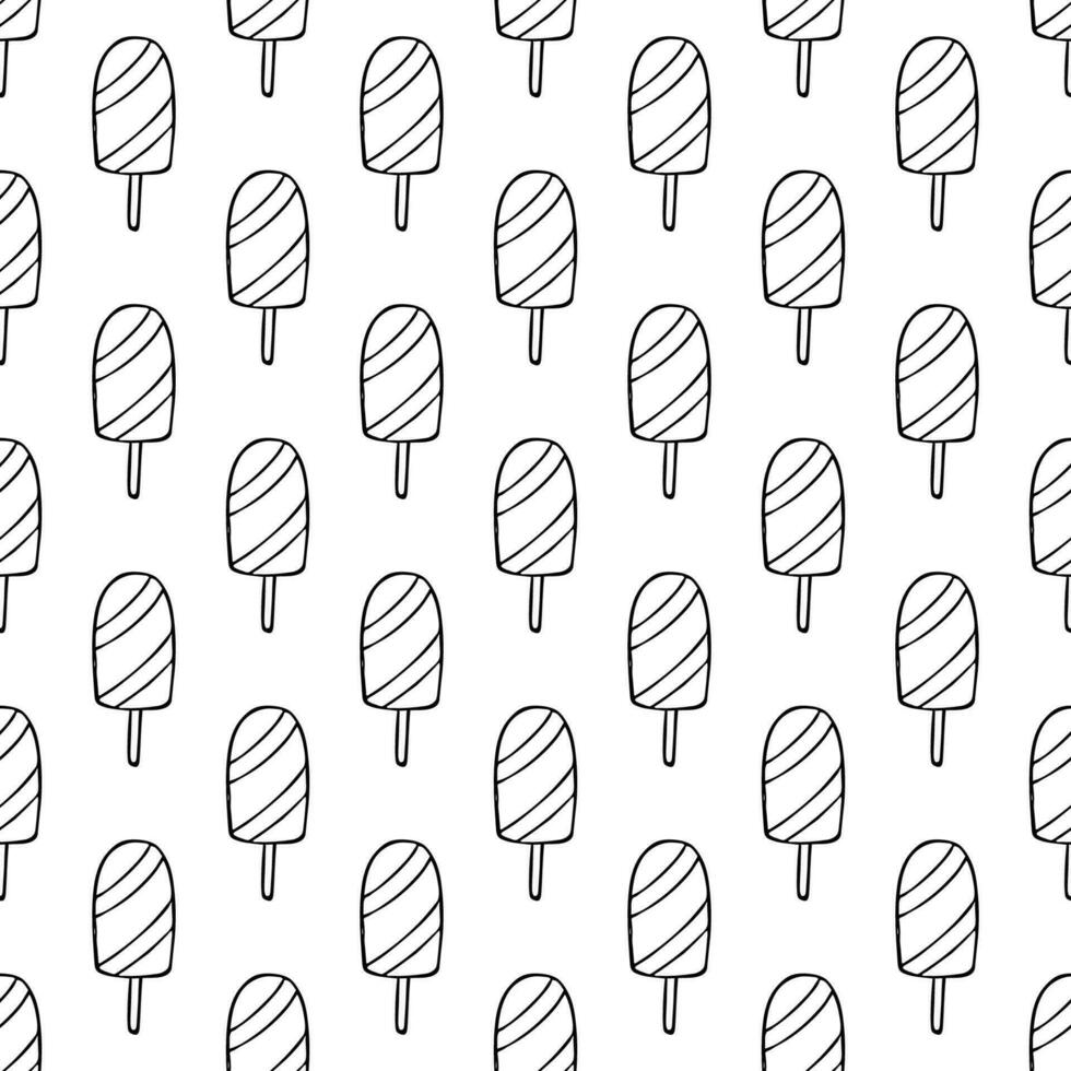 Seamless pattern with ice cream doodle for decorative print, wrapping paper, greeting cards, wallpaper and fabric vector