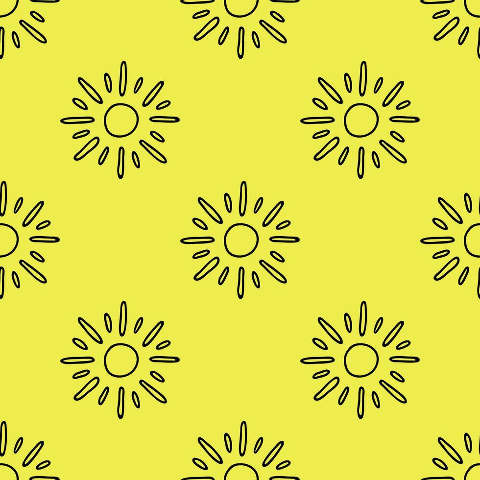 Seamless pattern with sun doodle for decorative print, wrapping paper, greeting cards, wallpaper and fabric vector