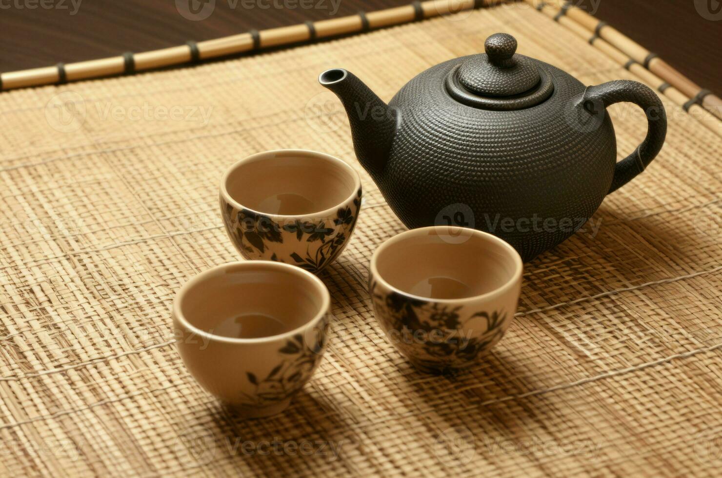 AI generated Japanese tea teapot. Generate AI photo