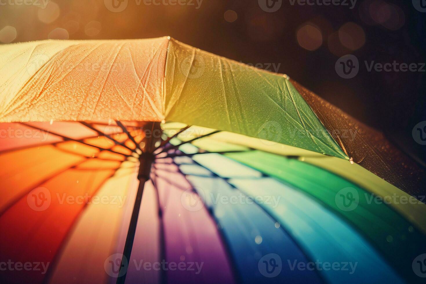 AI generated Rainbow open colorful umbrella. Generate ai photo