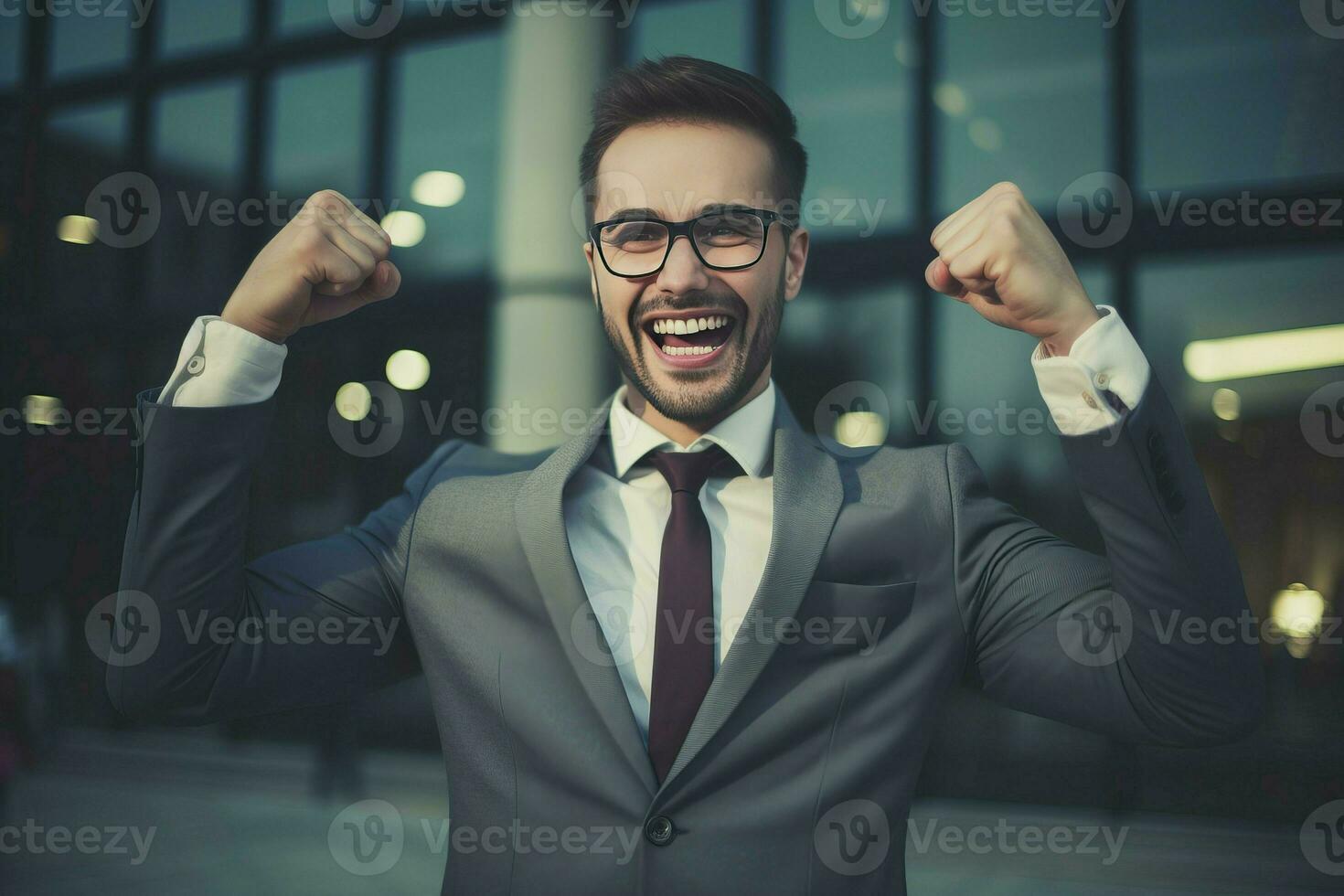 AI generated Successful businessman smiling. Generate AI photo