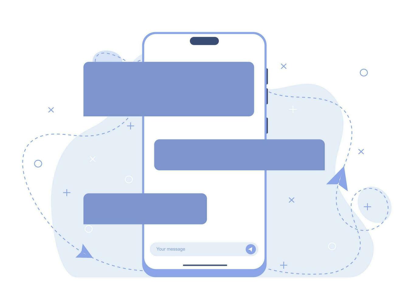 UI UX, Online chatting using a smartphone, Communication using devices vector
