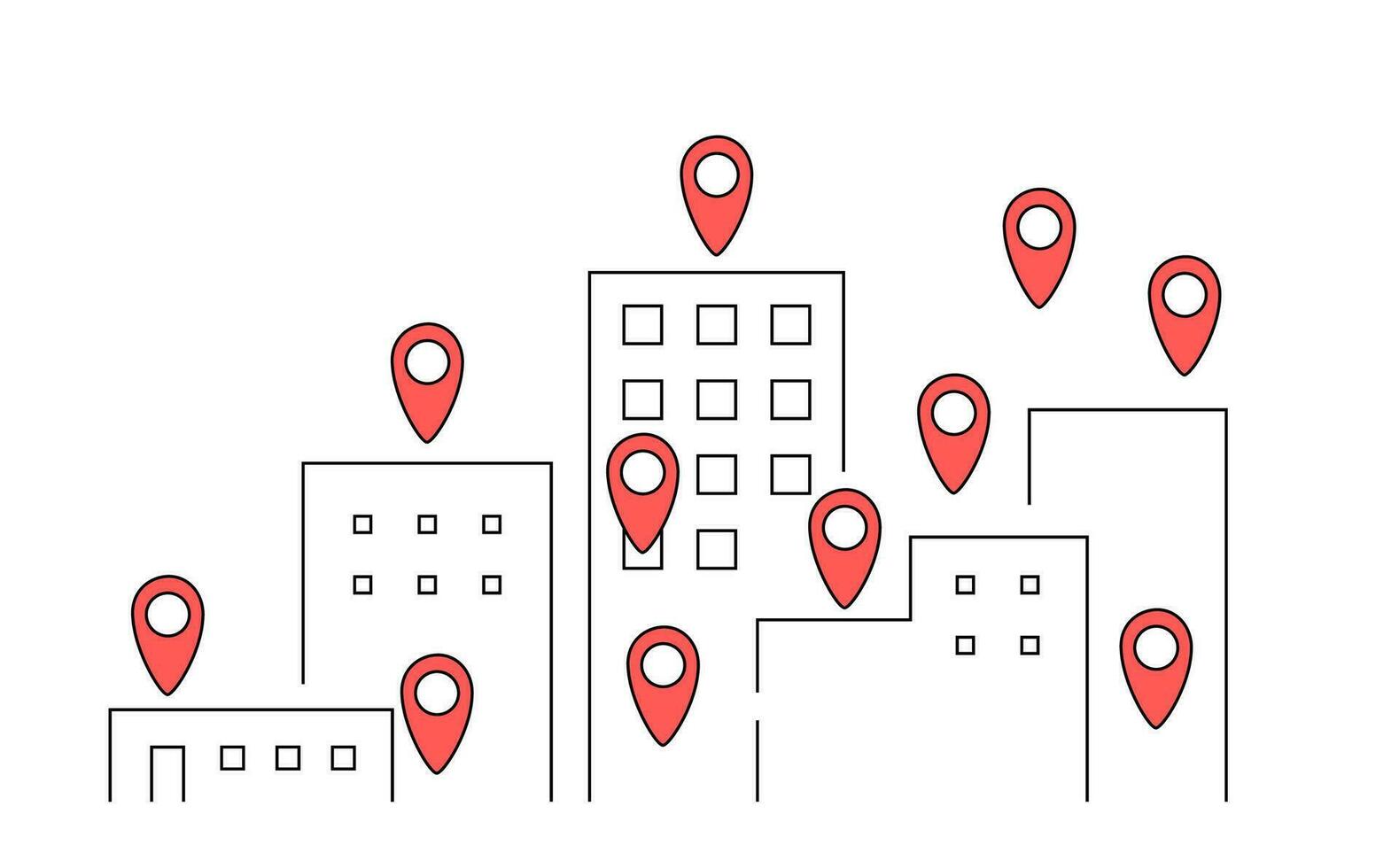 Location point over city illustration. We have moved vector