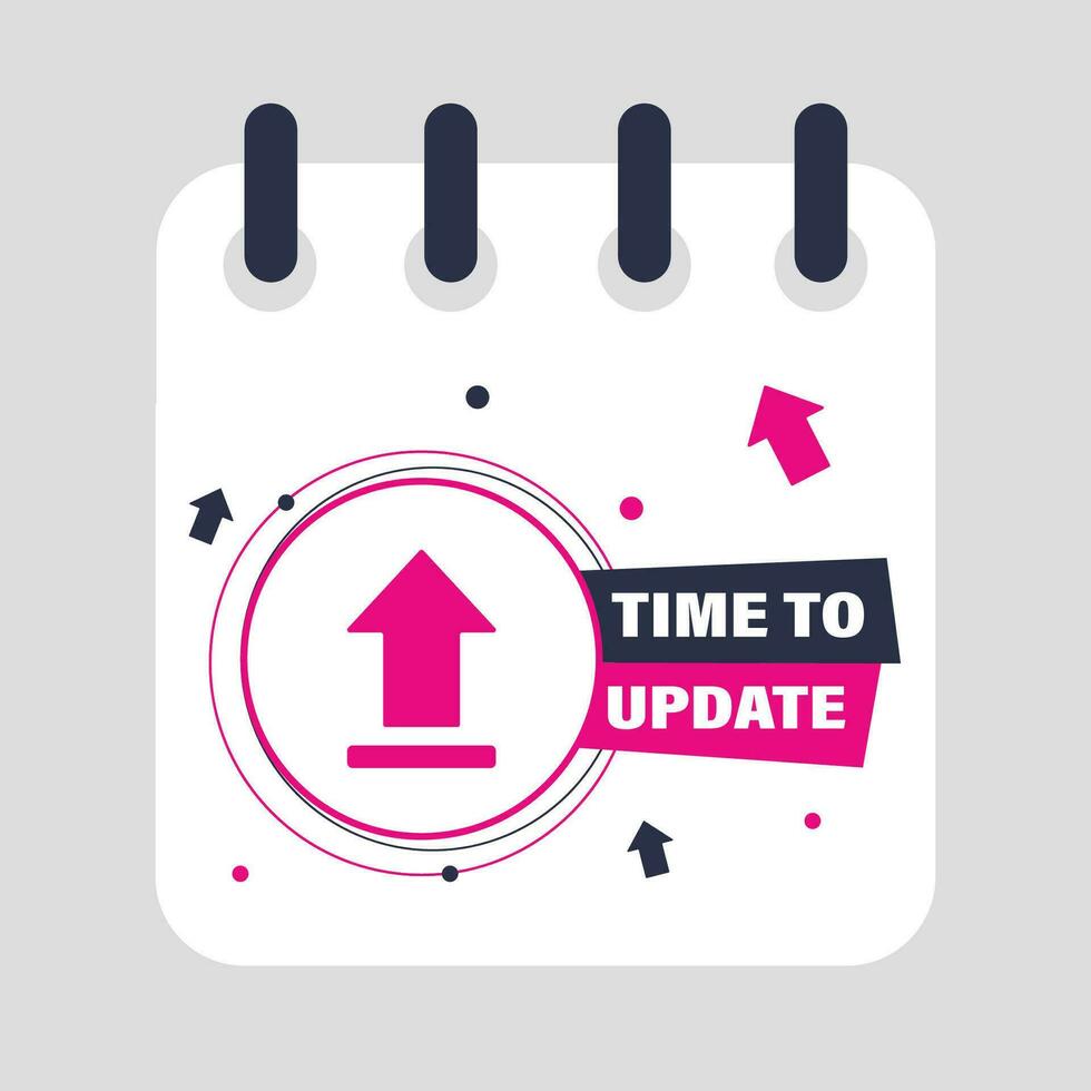 Calendar with Label Time To Update. Notification New update vector