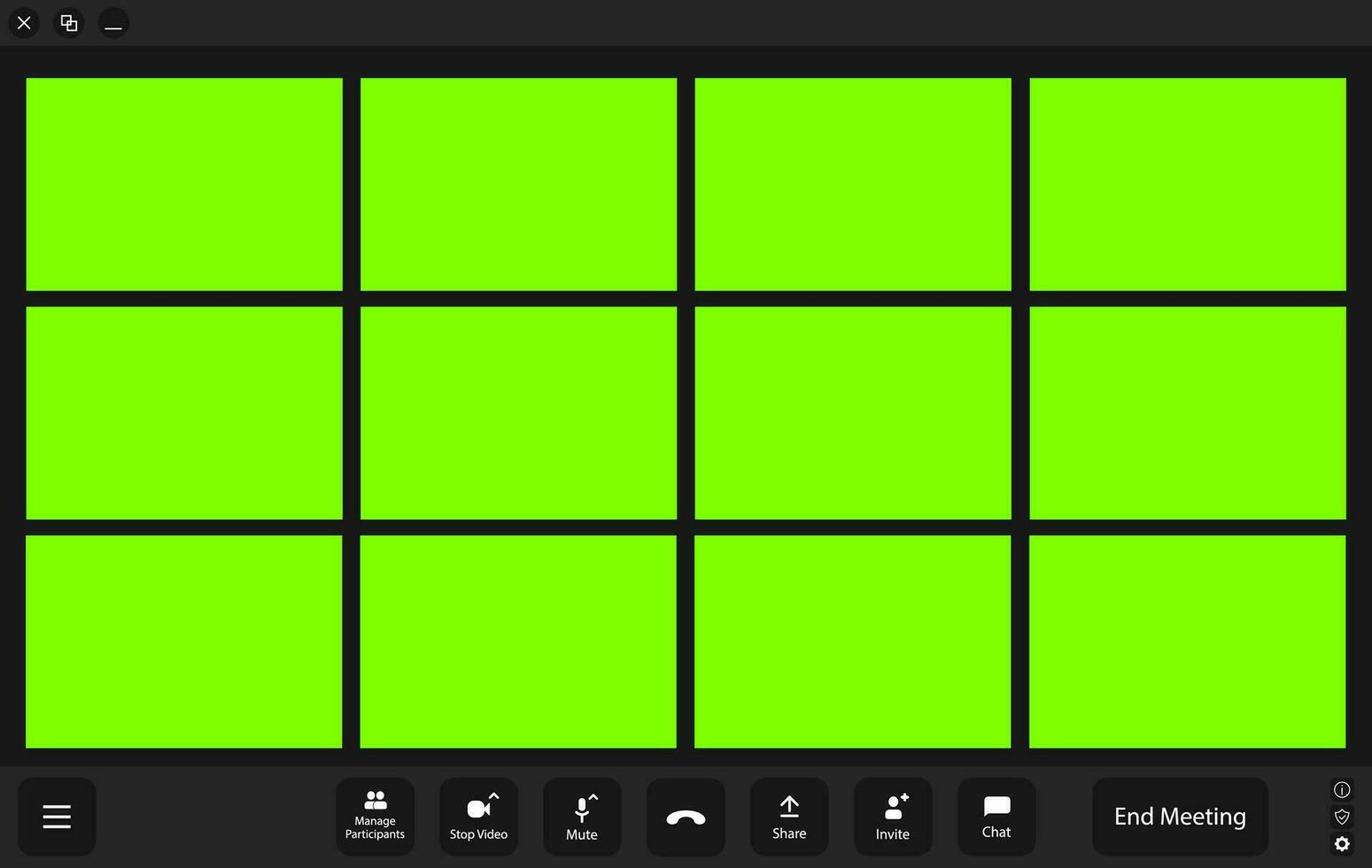 Video conference user interface. Video call window overlay vector