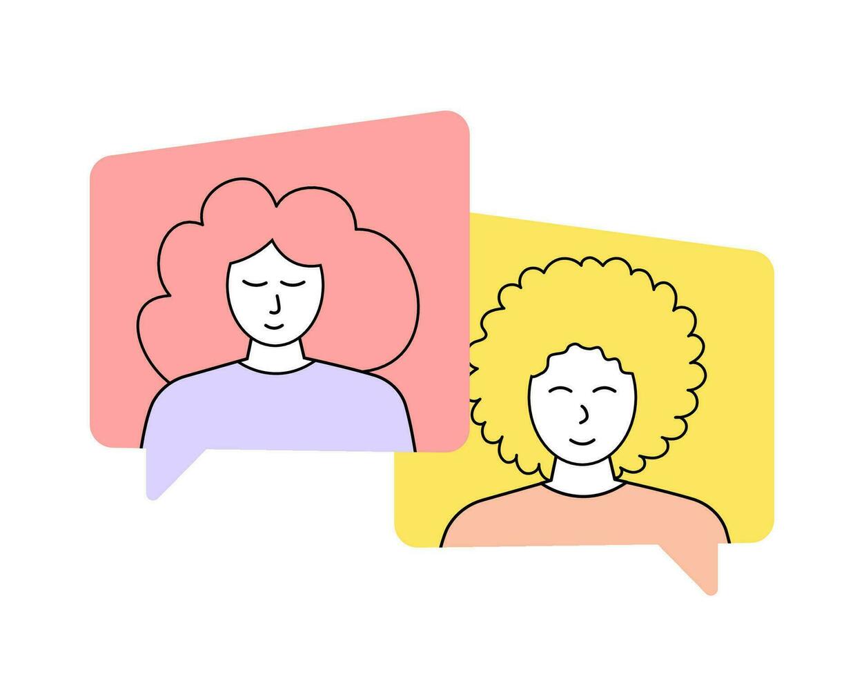 Girls and boy talking on video call. Video call application illustration vector