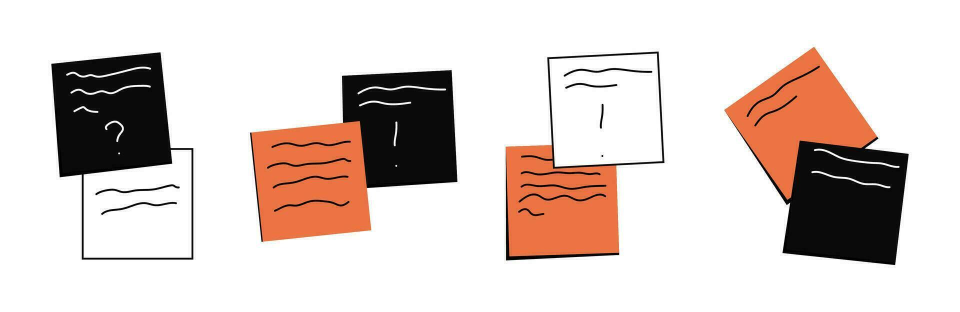 A set of square sheets on a sticky base glued to the surface vector