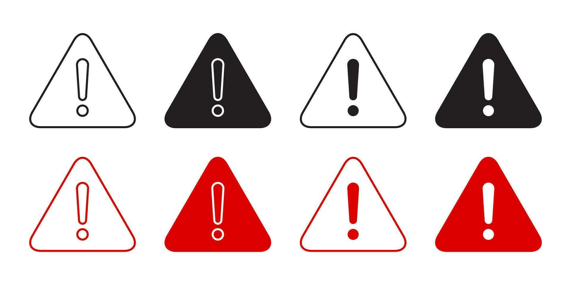 Warning sign icon set collection isolated on white background. Danger, caution symbol vector