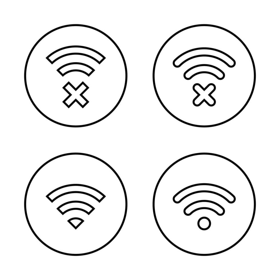 Disconnect wifi and connect icon vector on circle line. Wireless network sign symbol