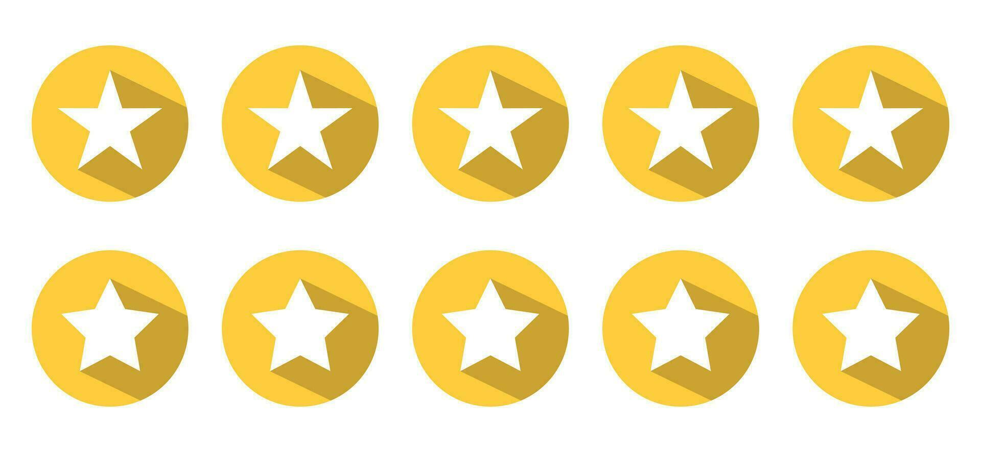 Five star feedback icon vector with long shadow. Customer satisfaction review vector