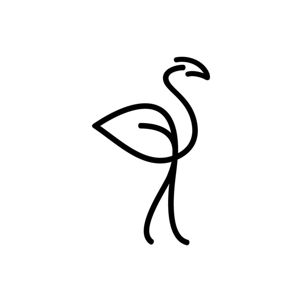 a black and white drawing of a flamingo vector