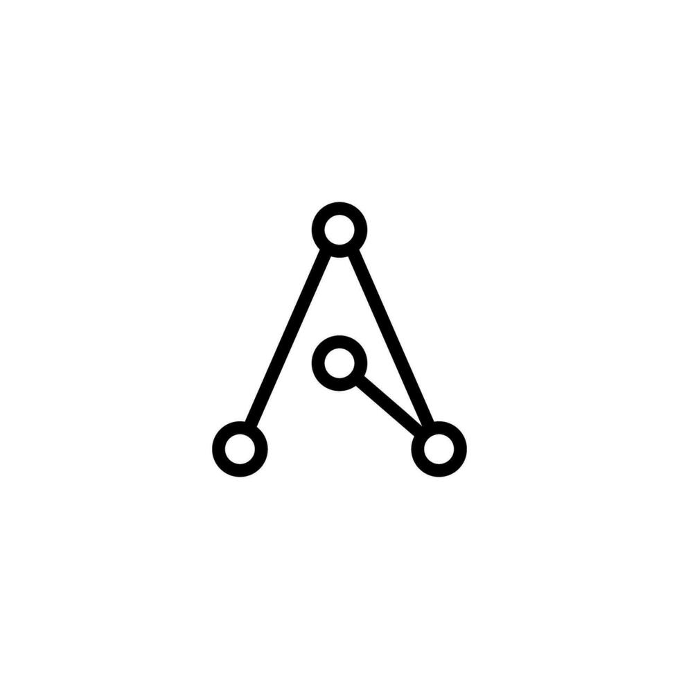 a black and white logo with a line connecting two dots vector