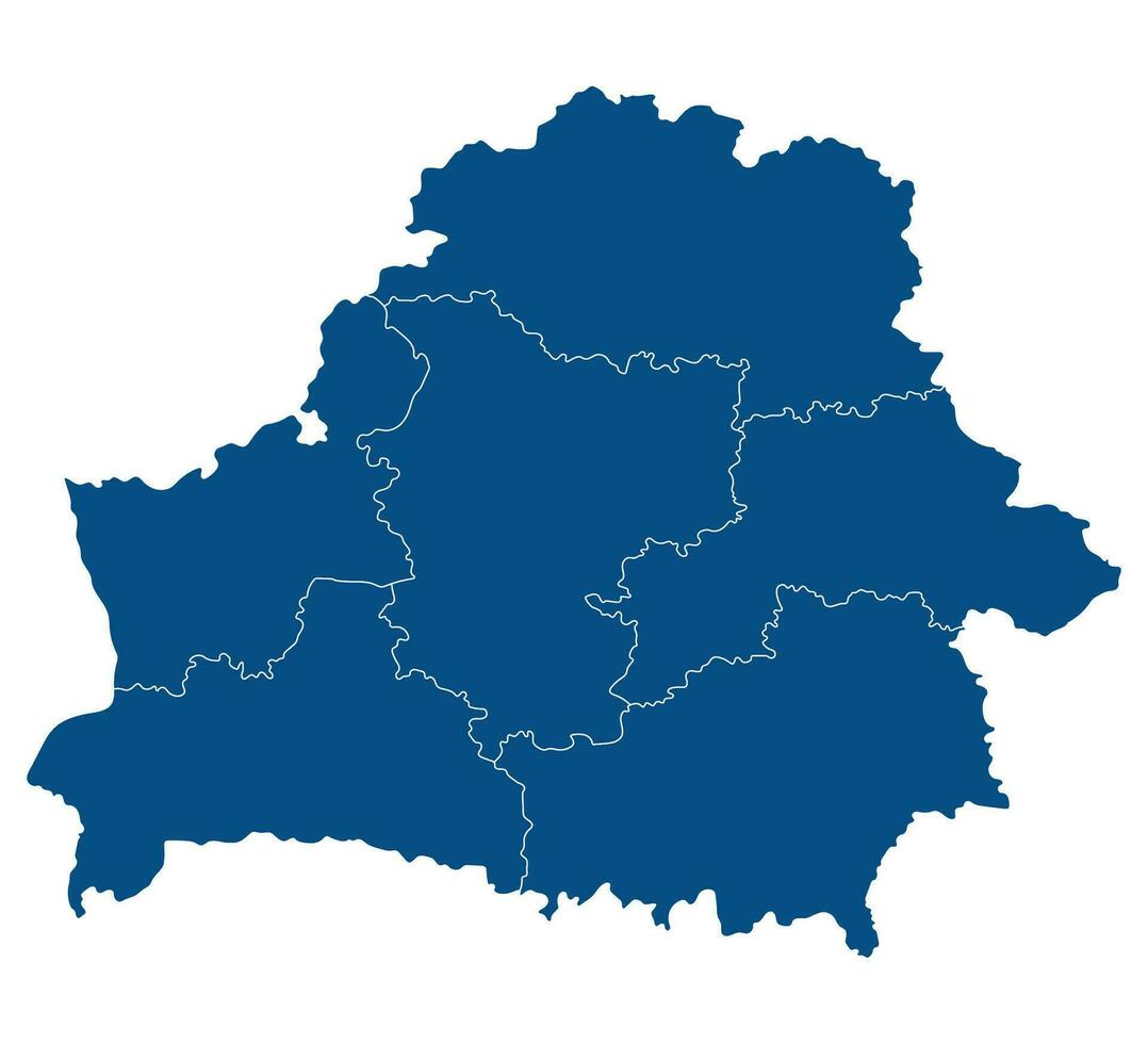 Belarus map. Map of Belarus in administrative provinces in blue color vector