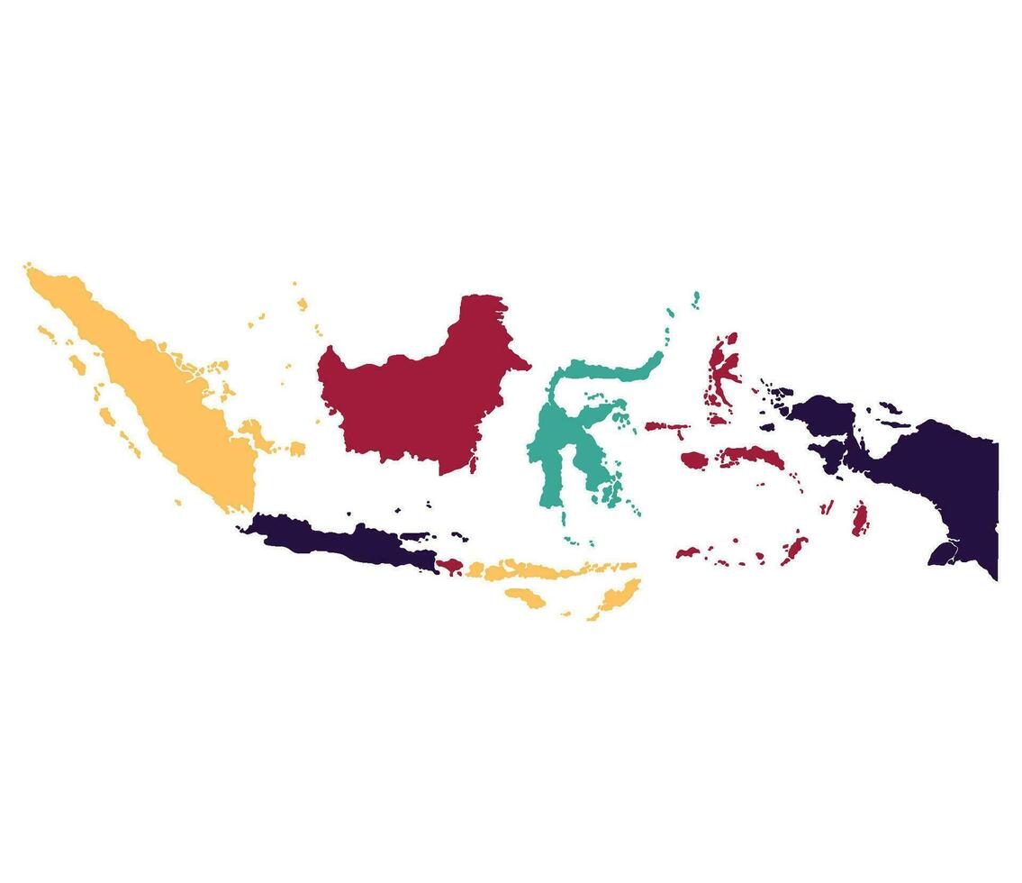 Indonesia map. Map of Indonesia in eight mains regions vector