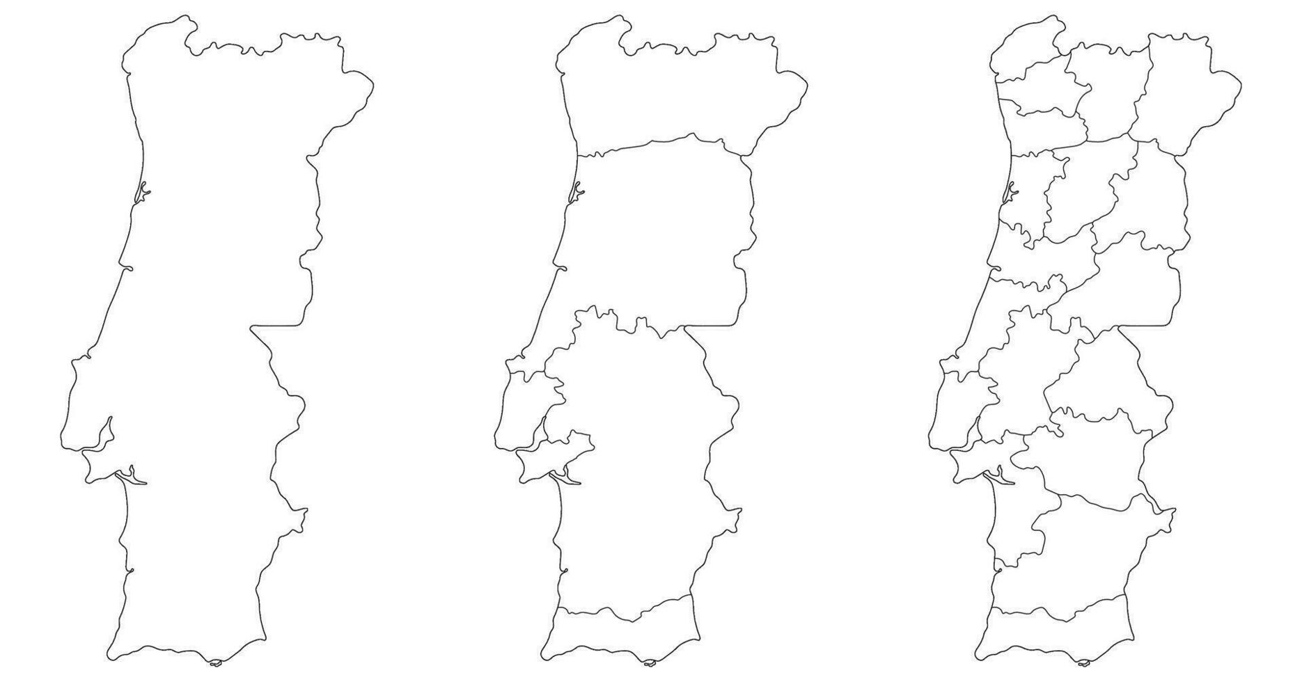 Portugal map. Map of Portugal in set vector