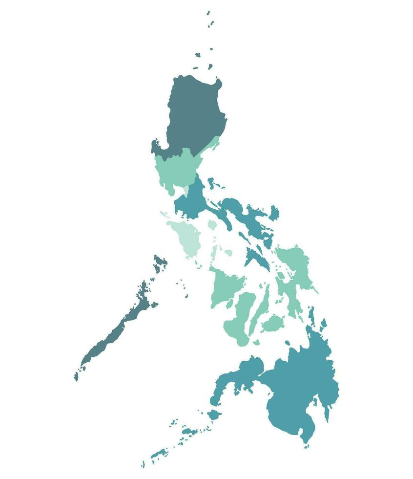 Philippines map. Map of Philippines in eight mains regions vector