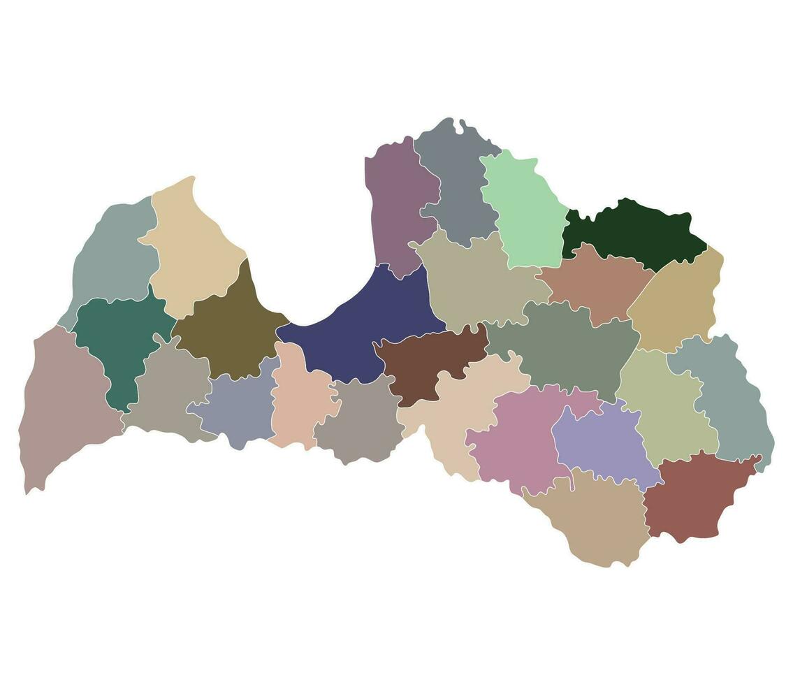 Latvia map. Map of Latvia in administrative regions vector