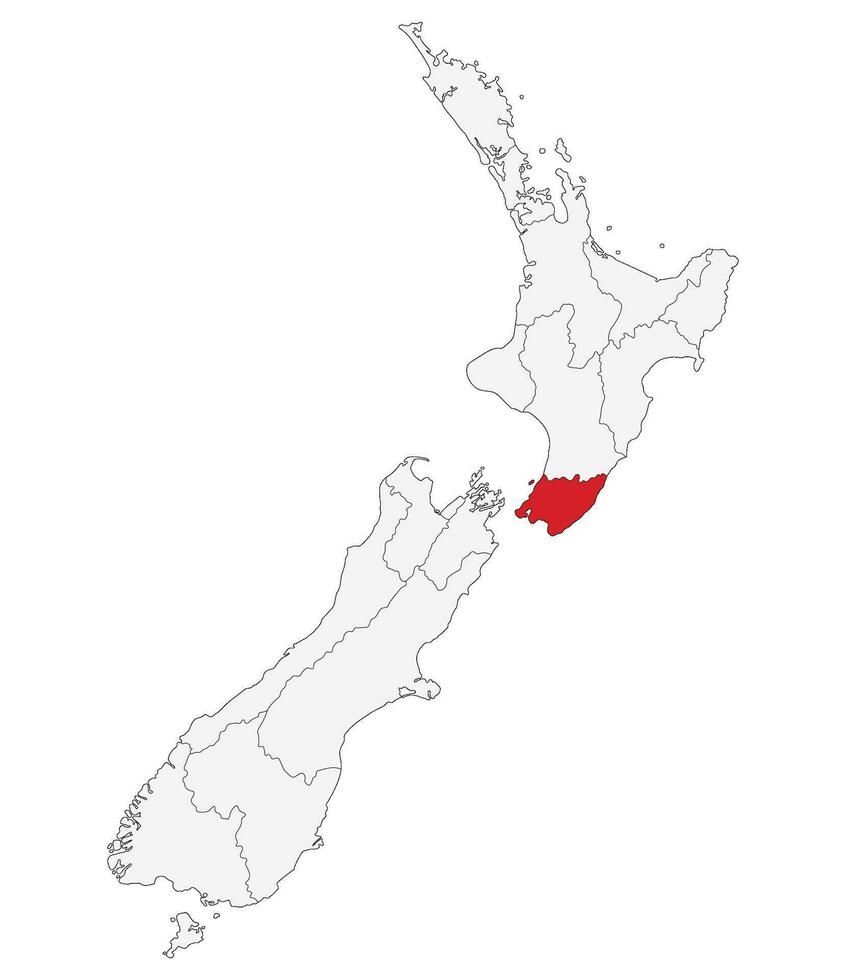 New Zealand map with Wellington a capital city. Map of New Zealand with capital city Wellington vector