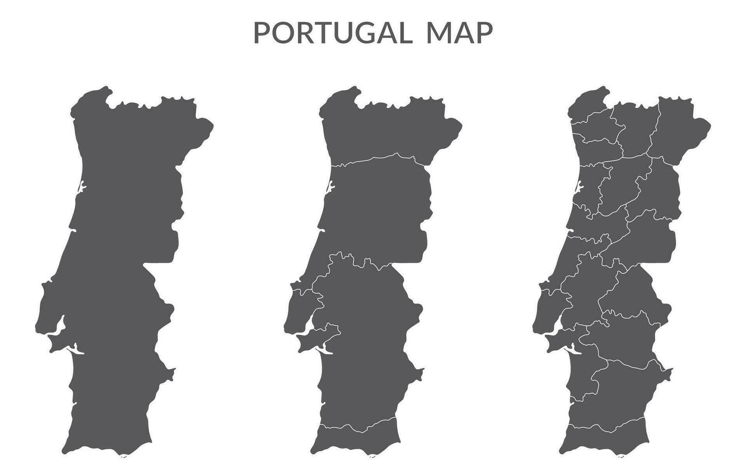 Portugal map. Map of Portugal in set in grey vector