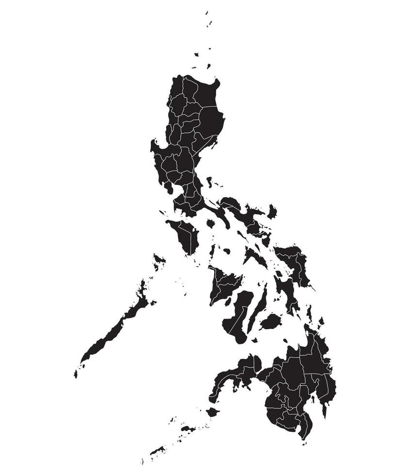 Philippines map. Map of Philippines in administrative provinces in black color vector