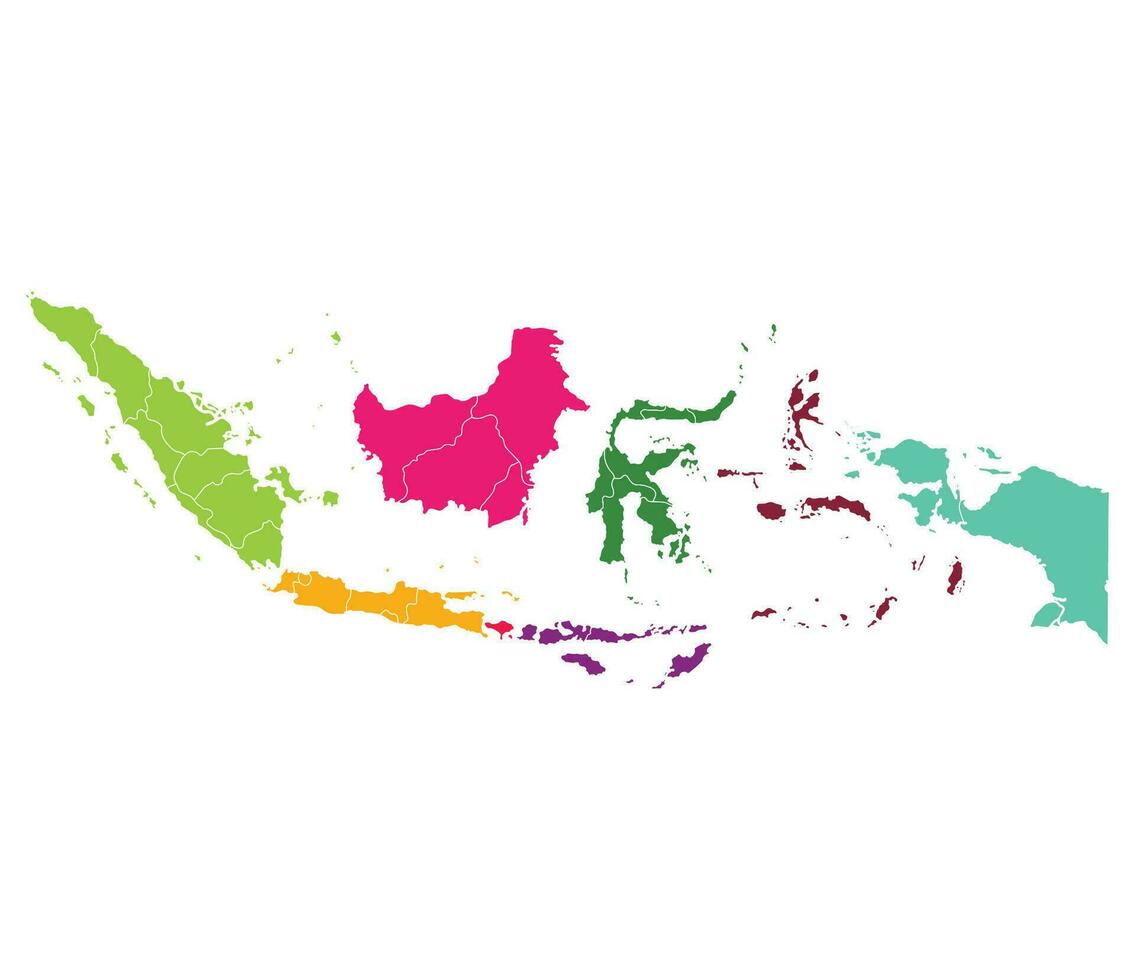 Indonesia map. Map of Indonesia in eight mains regions vector