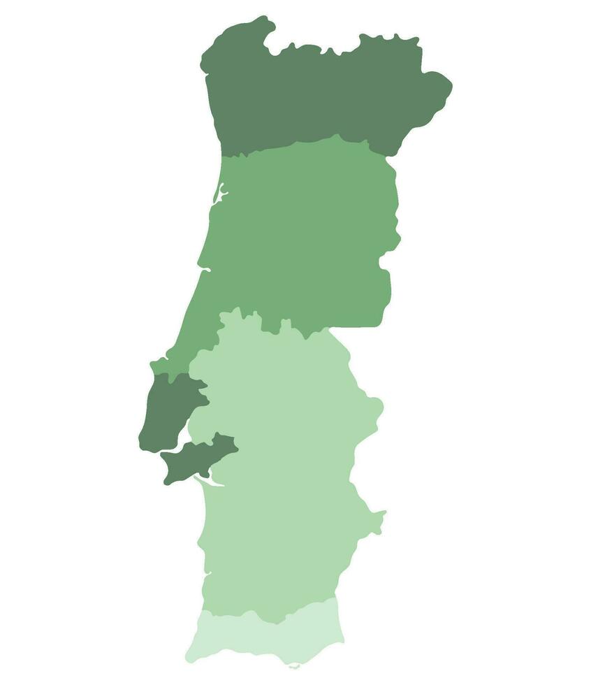 Portugal map. Map of Portugal in five mains regions vector