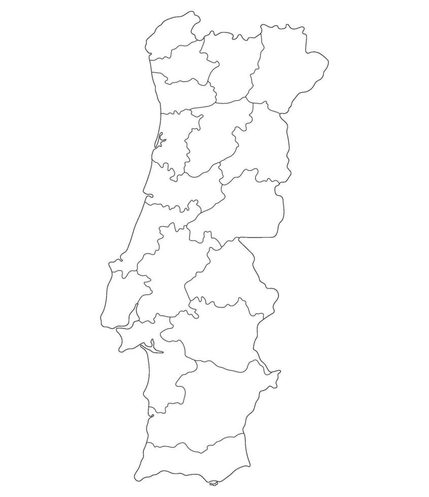 Portugal mapa. mapa de Portugal en administrativo provincias en blanco color vector