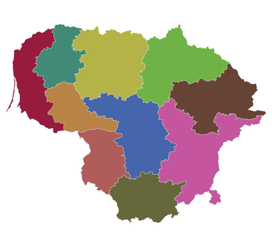 Lithuania map. Map of Lithuania in administrative regions vector