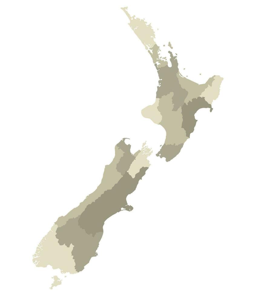 New Zealand map. Map of New Zealand in administrative provinces vector