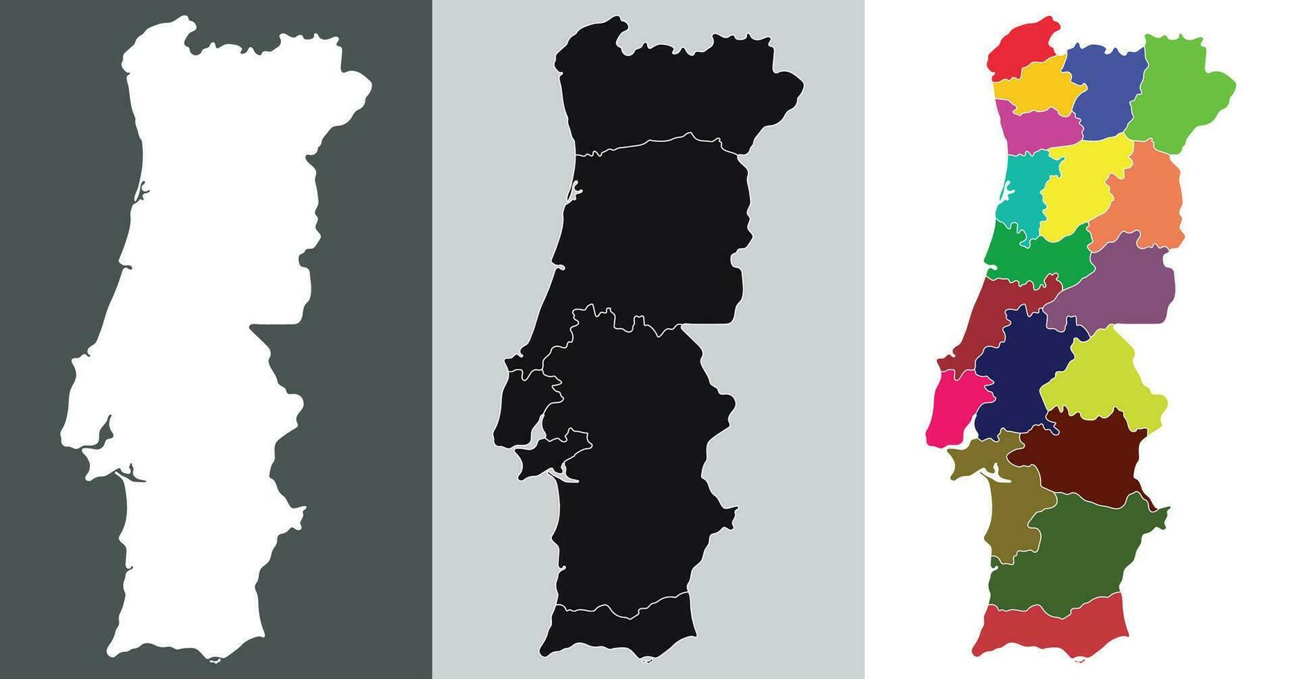Portugal map. Map of Portugal in set vector