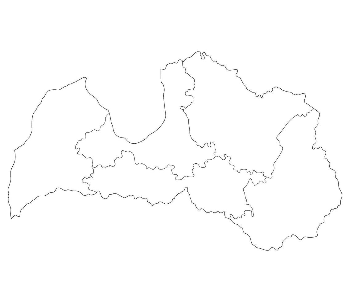 Latvia map. Map of Latvia divided into five main regions in white color vector
