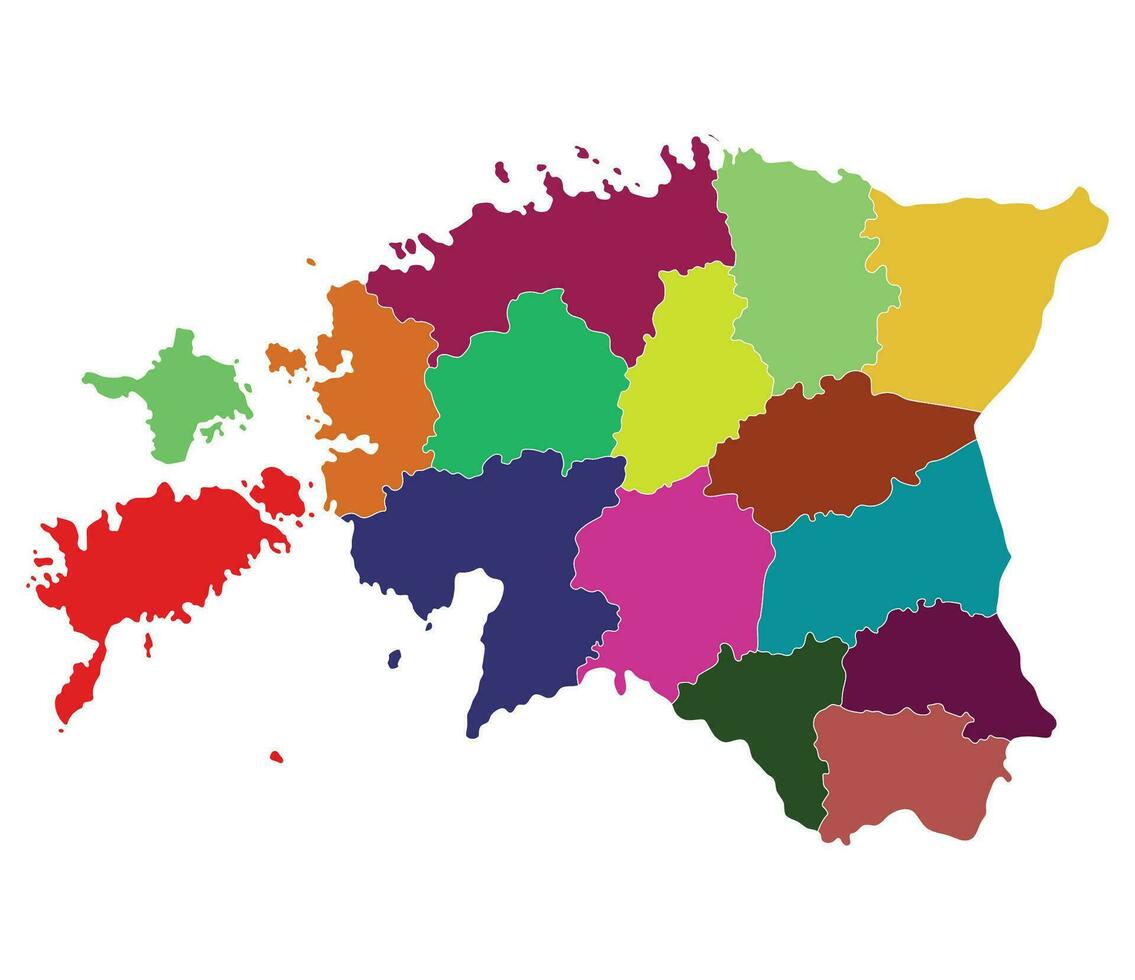 Estonia map. Map of Estonia in administrative regions vector