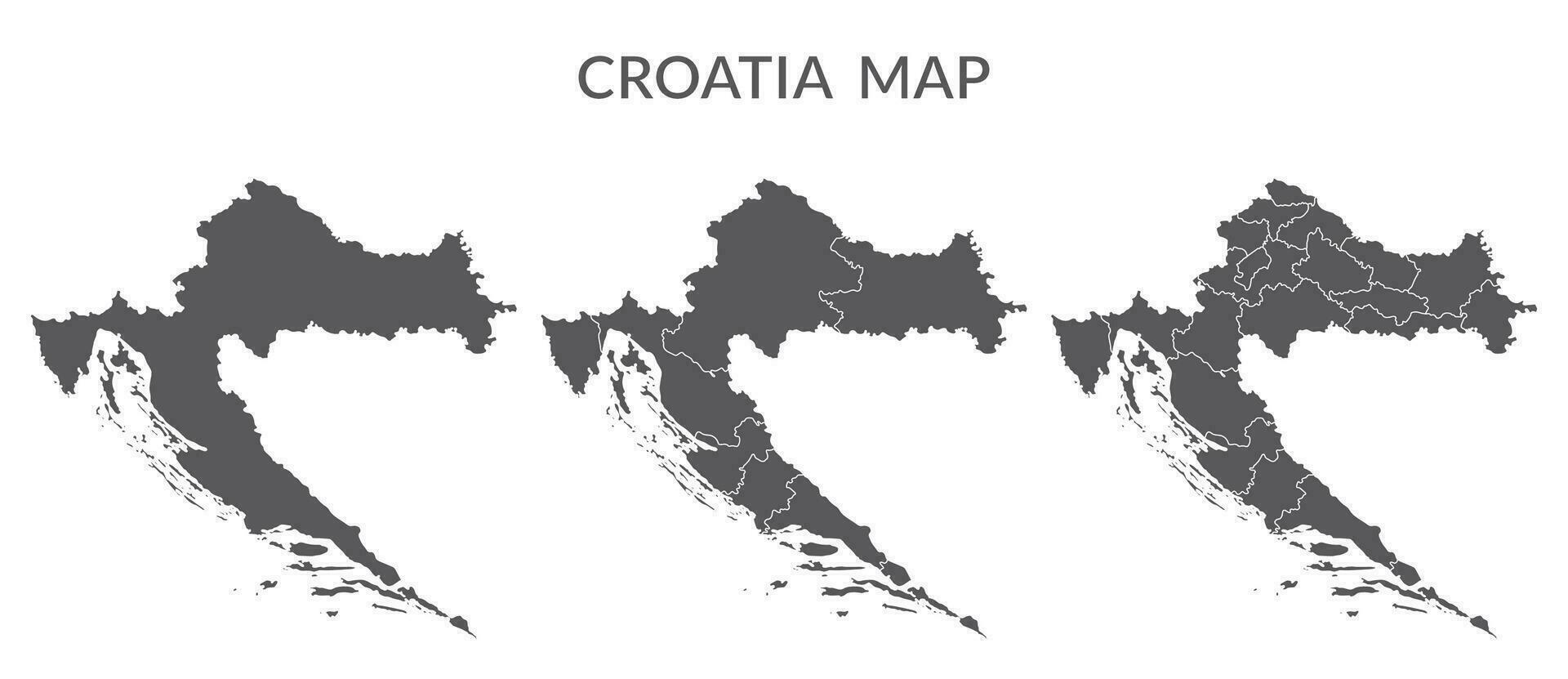 Croacia mapa. mapa de Croacia en conjunto en gris vector