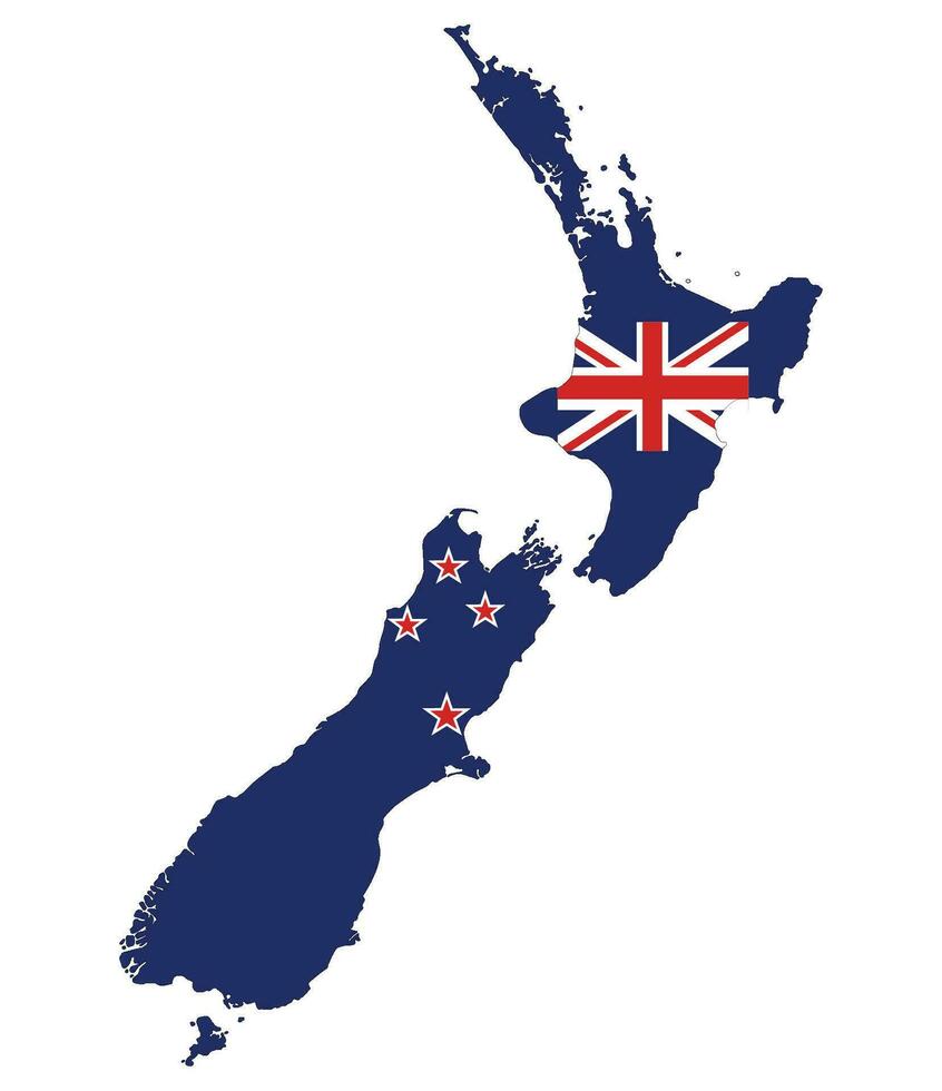 New Zealand map. Map of New Zealand with New Zealand flag vector