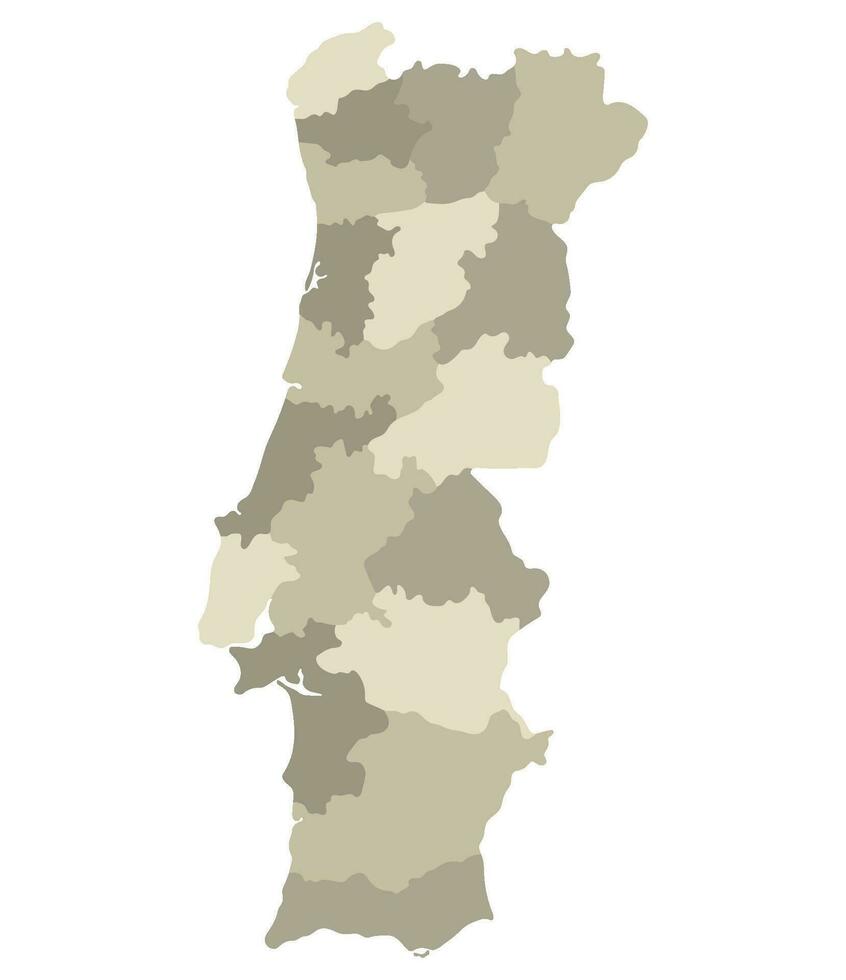 Portugal map. Map of Portugal in administrative provinces in multicolor vector