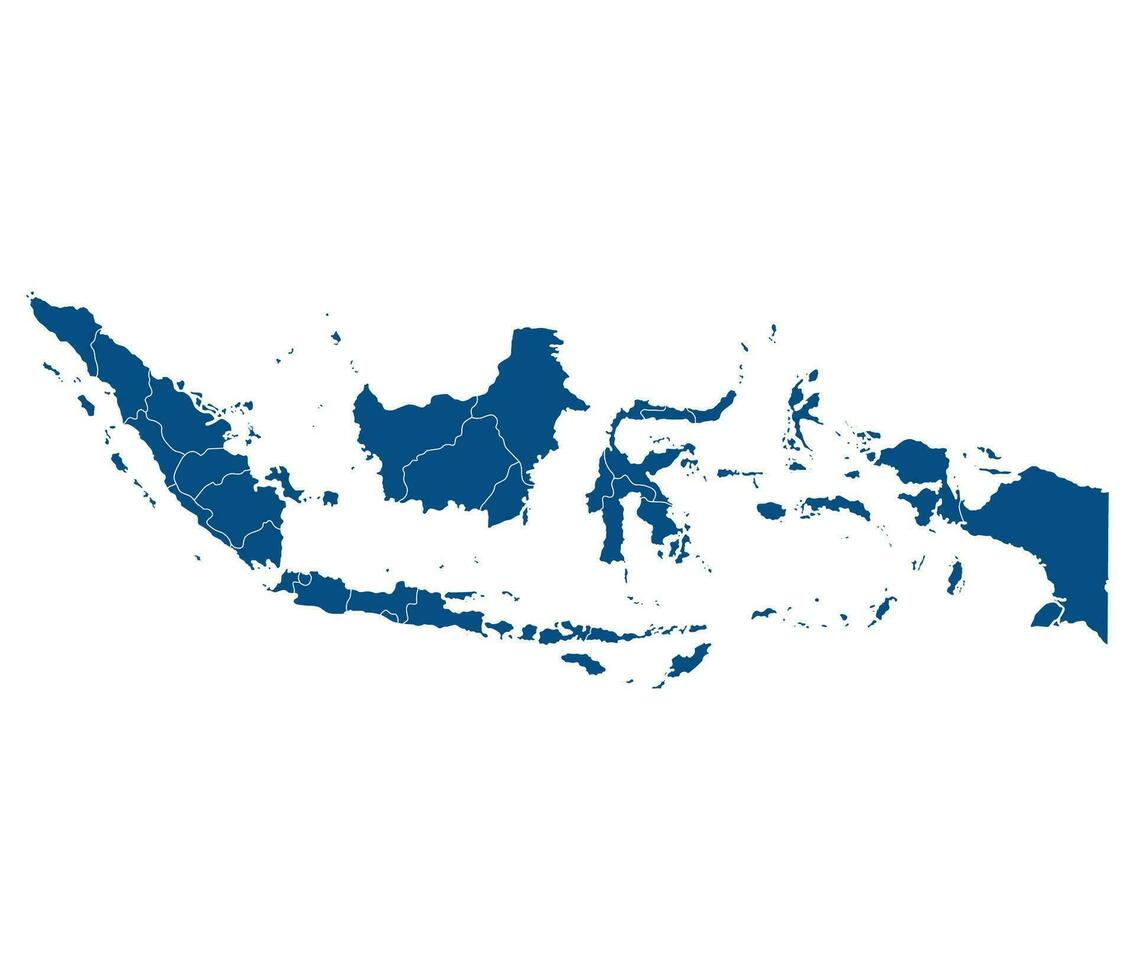 Indonesia map. Map of Indonesia in administrative provinces in blue color vector