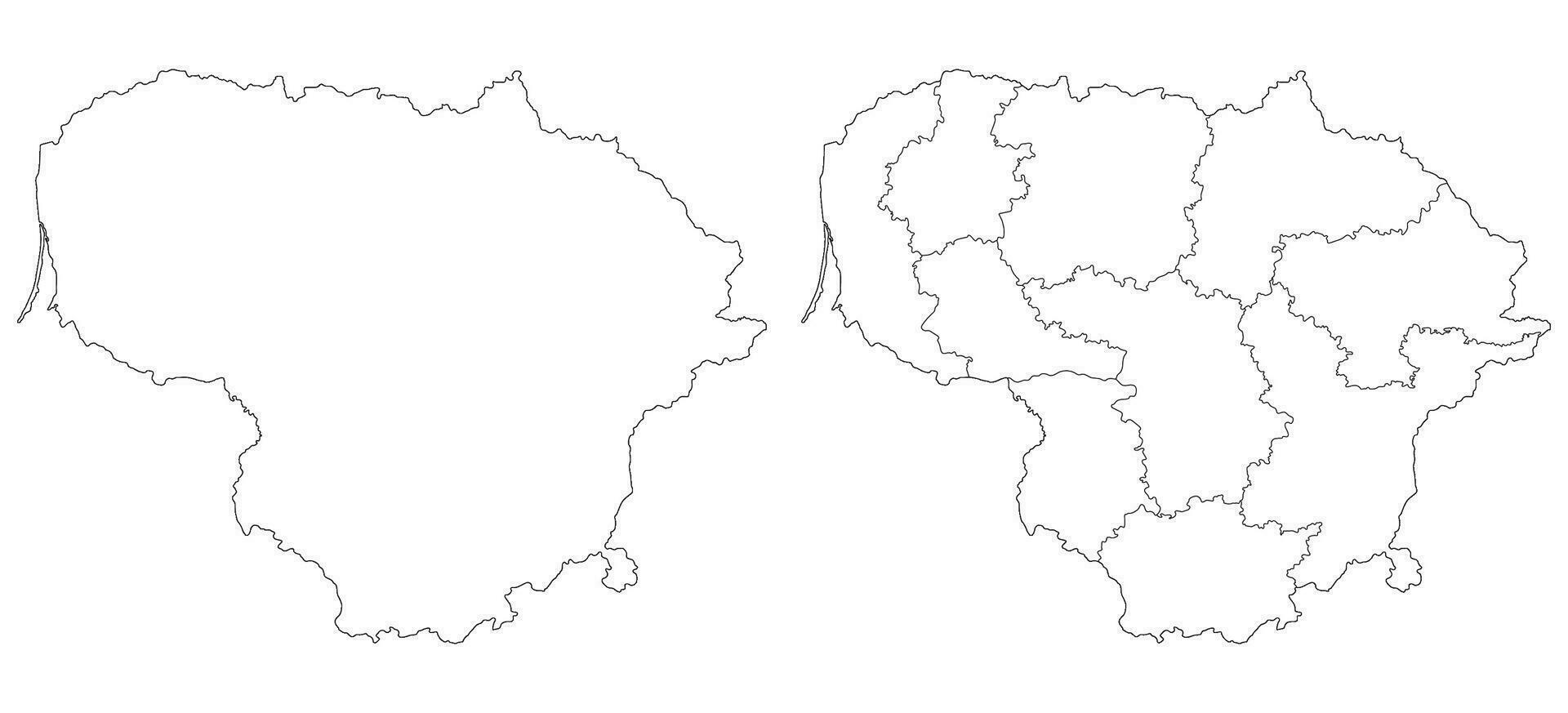 Lithuania map set. Map of Lithuania in white color set vector