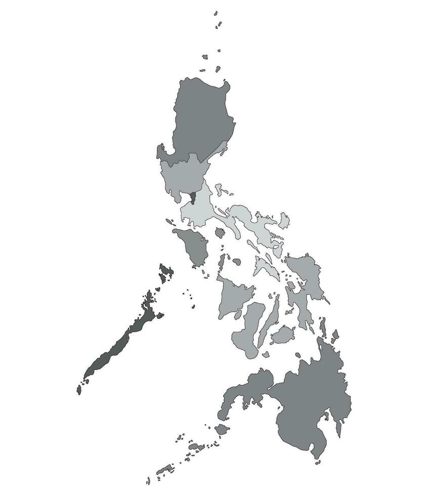 Philippines map. Map of Philippines in eight mains regions vector