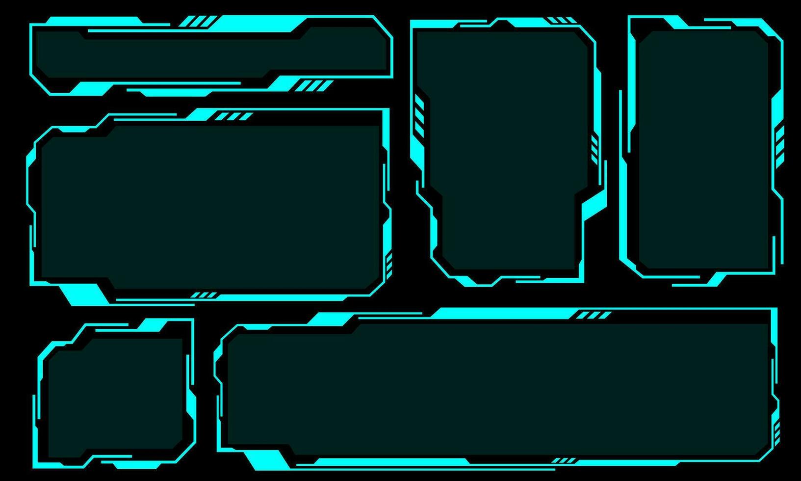 Hud frames blue user interface elements design modern technology futuristic control panel screen digital hologram window gaming menu touching cyber monitor set on black background vector
