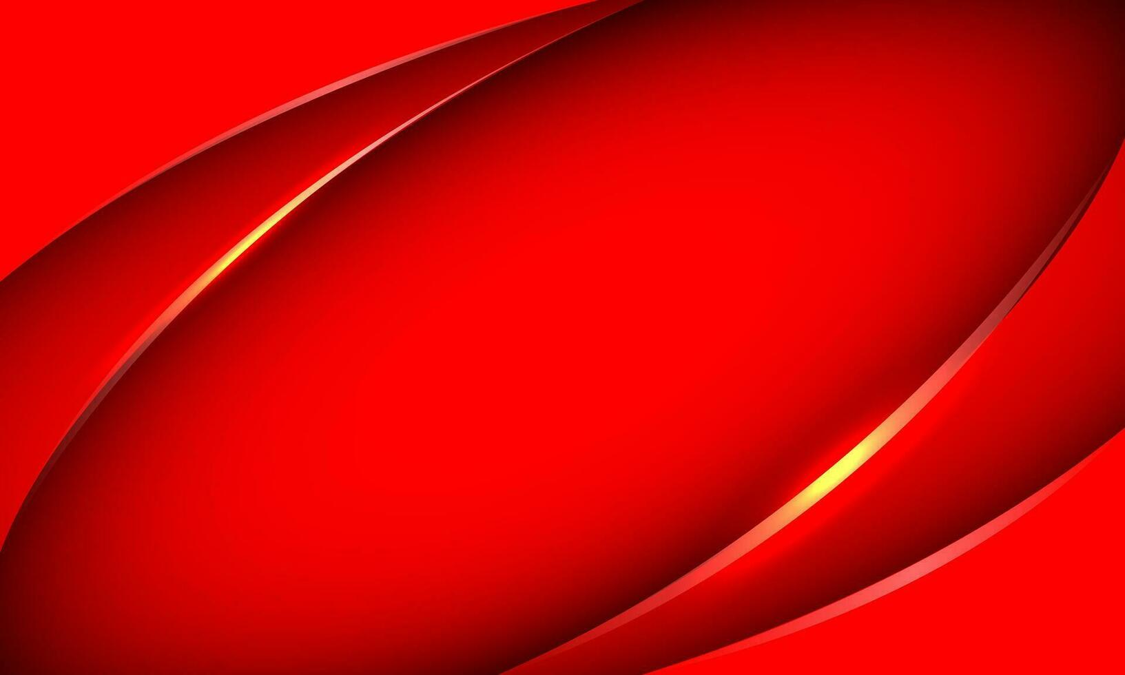 Abstract gold curve line on red luxury design modern creative background vector