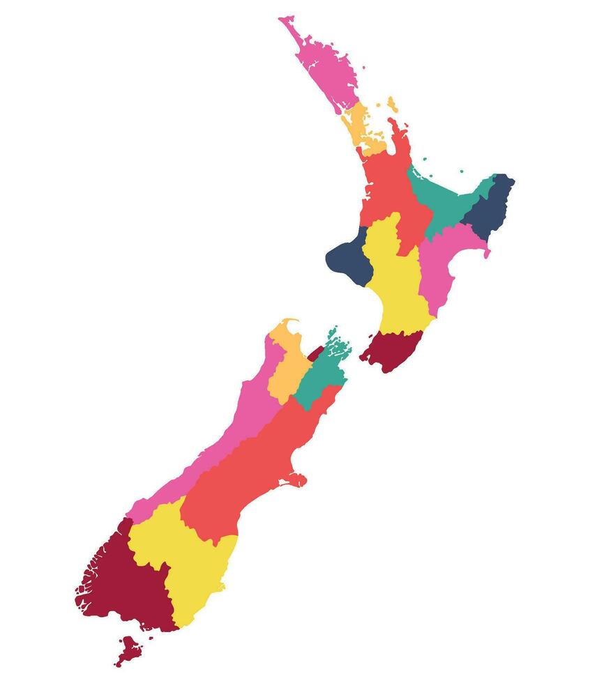 New Zealand map. Map of New Zealand in administrative provinces vector