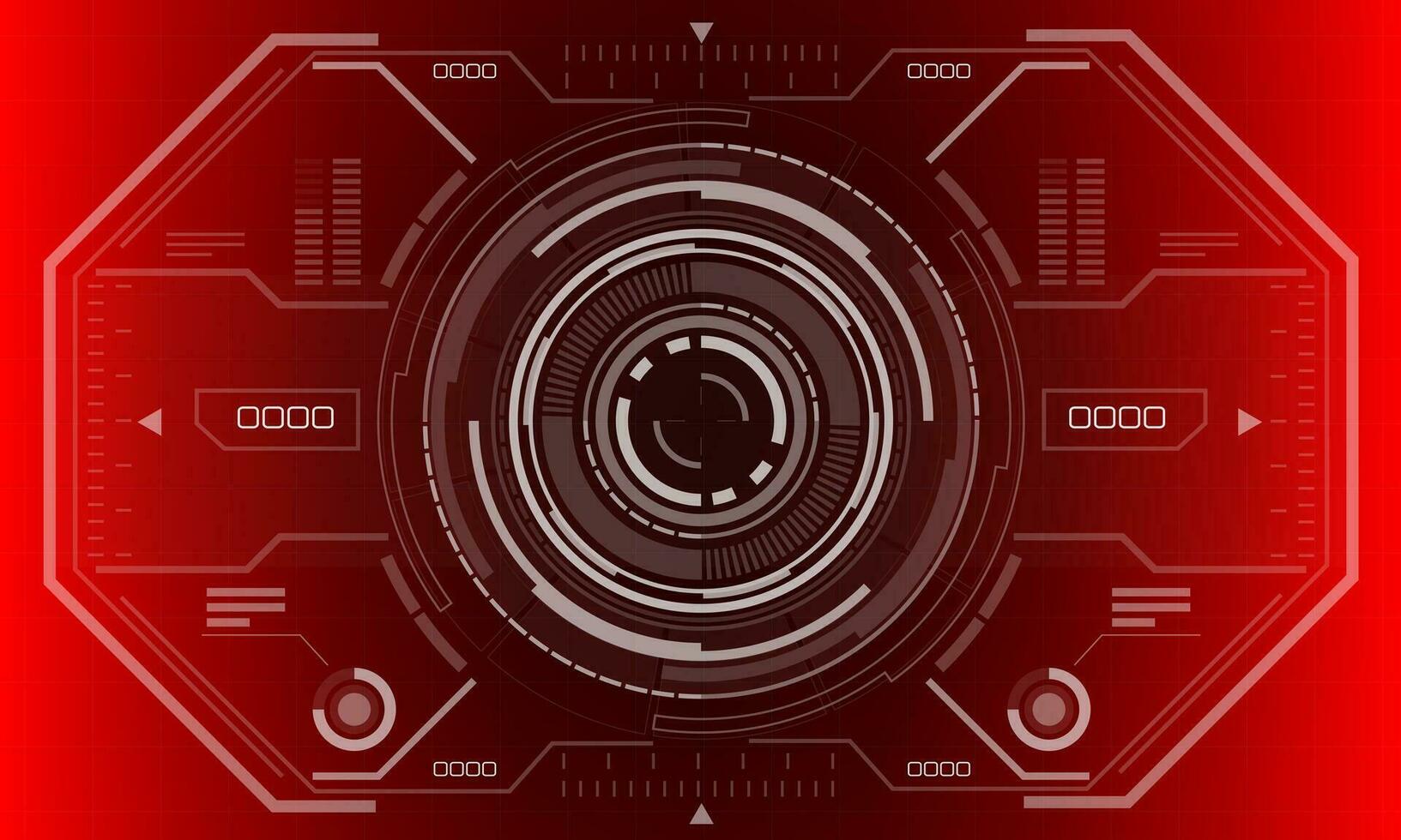 HUD sci-fi circle interface screen view white geometric design virtual reality futuristic technology creative display on red vector